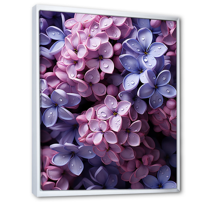 Vibrant parfum Lilac Blossoms II - impression, H 32 po x l 24 po x P 1 po, Cadre flottant blanc