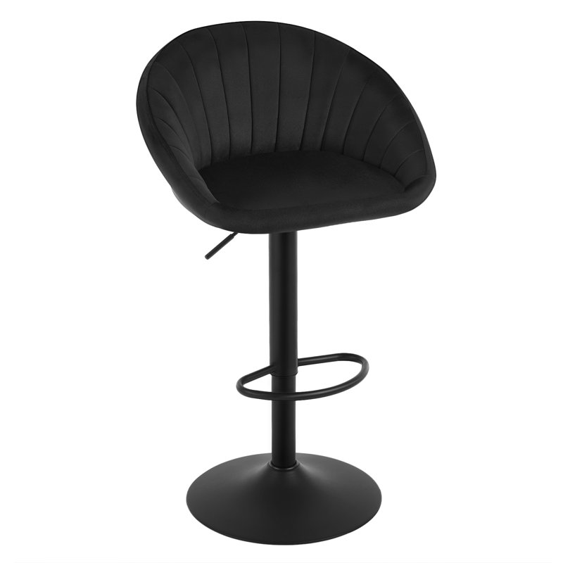 Swivel Upholstered Adjustable Height Counter Stool with Metal Frame, Black