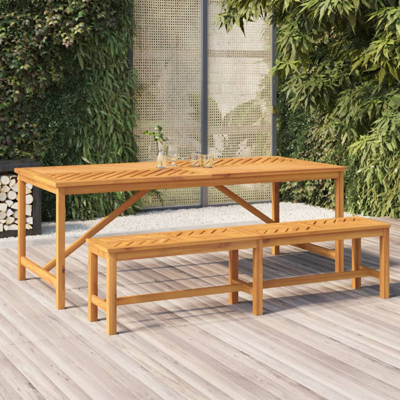 Pooler Rectangular Acacia Outdoor Dining Table , cm W 90cm cm D, 74cm H x 90cm W x 200cm L
