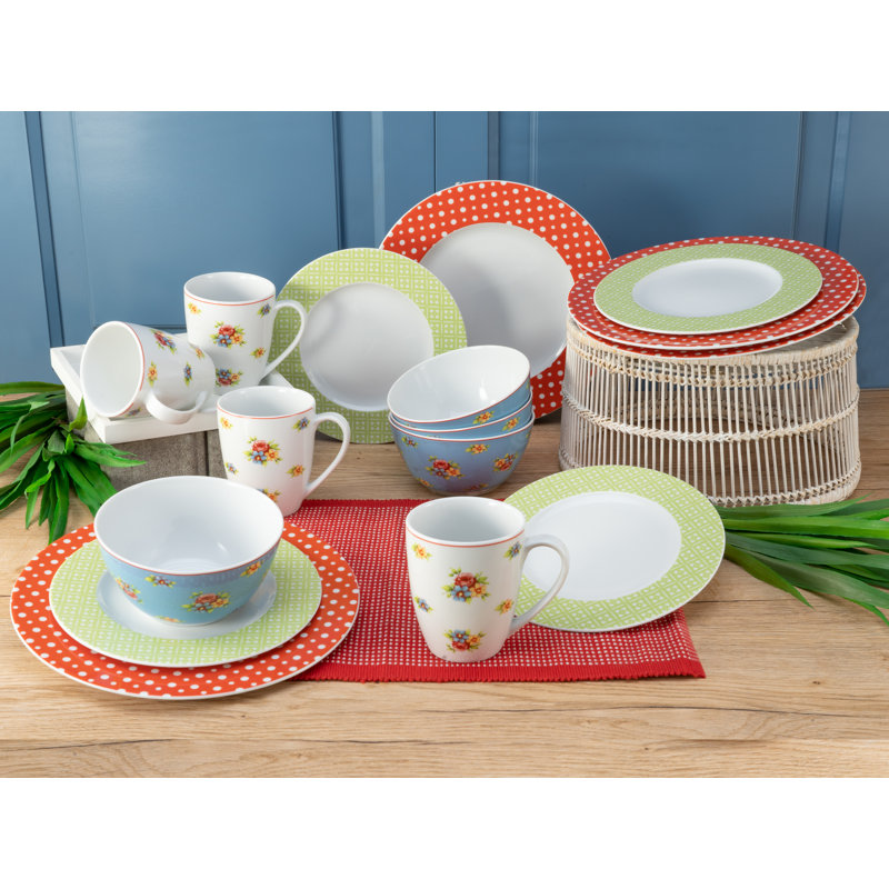 Emily Piece Porcelain China Dinnerware Set - Service for 4