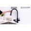 Robinet de cuisine 3-en-1 avec rinçage en verre à pression, robinet de pulvérisation rétractable à grande arche, mode de jet 3 fonctions, finition noir mat, pour évier de cuisine moderne-124871850