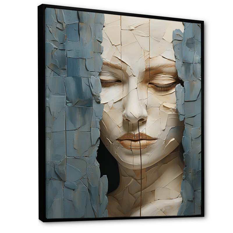 Portrait féminin gracieux III, Cadre flottant noir, H 40 po x l 30 po x P 1,5 po