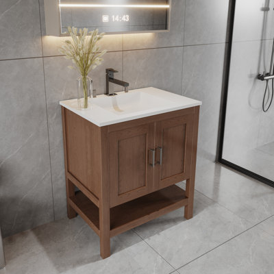 36" Freestanding Bath Vanity Open Shelf Sink Base Cabinet Without Top in Natural