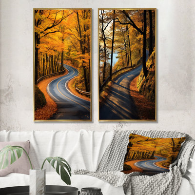 Passerelle Autumn Road Into The Forest I - ensemble de 2 décorations routières