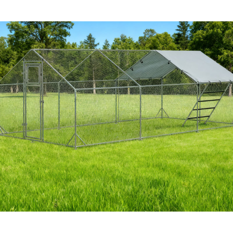 Grand poulailler en métal avec couvercle UV, acier durable, utilisation à l'extérieur
