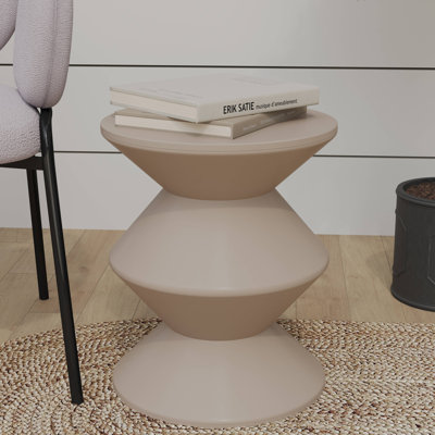 Table d'appoint de 15 po de largeur en plastique ABS avec design à double sablier Collection Michailo