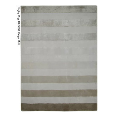 Rugby Striped Area Rug in Beige