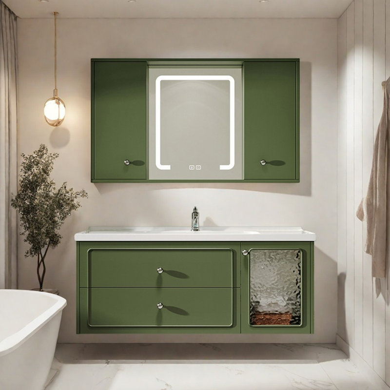 Armoire de salle de bain minimaliste de style crème