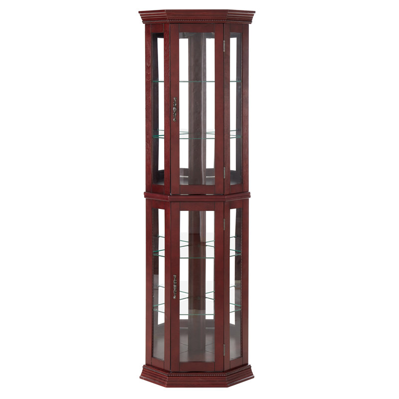 Vitrine à tablette réglable, cerise, lumières, armoire à dossier en miroir avec dossier, unité, Cerisier