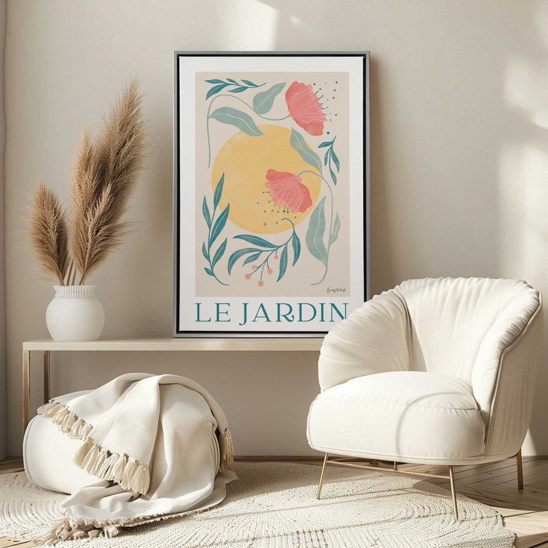 Sunlit Garden, reproduction sur toile, Cadre flottant blanc opaque, H 30,75 po x l 20,75 po