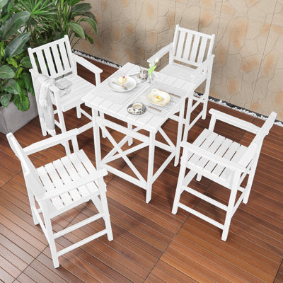 Ensemble de 5 chaises de bar Adirondack, table et chaises de hauteur pour bar en PEHD, ensemble de tabourets de bar haut Adirondack, ensemble de tables de bar en PEHD pour la piscine, le balcon et le jardin