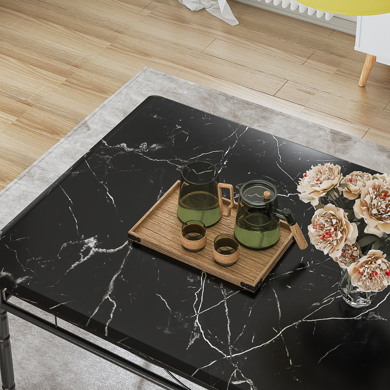     Ensemble de table de salle à manger noir pour 5 personnes Clodie, ensemble de table de cuisine industrielle moderne avec chaises, mobilier de salle à manger rectangulaire rustique de style campagnard, petit ensemble de salle à manger peu encombrant pour coin-repas, appartement, bistro et café
