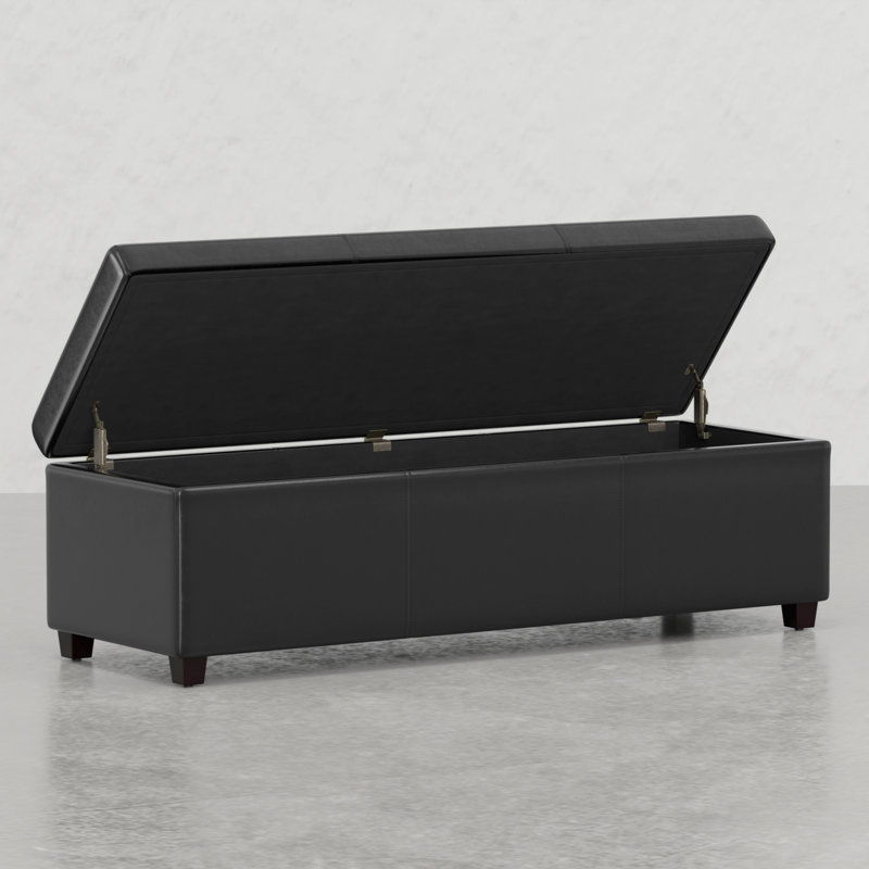 Extra Large Storage Ottoman Bench, Black