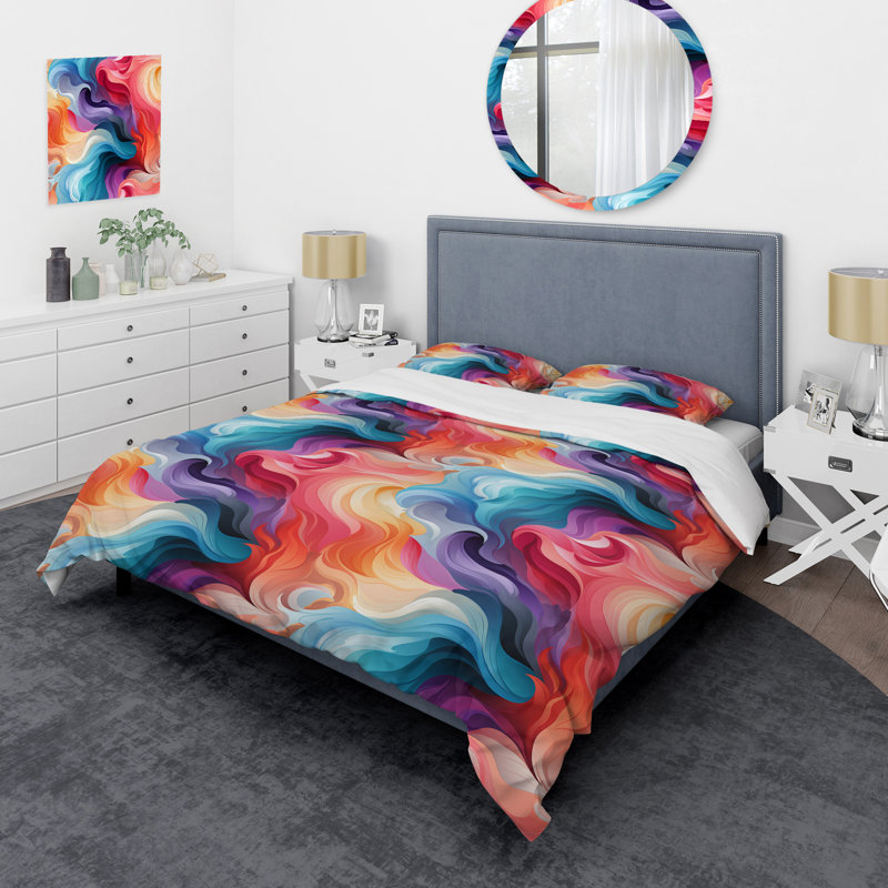 Ensemble de housse de couette coloré Popart, Housse de couette pour très grand lit et 2 très