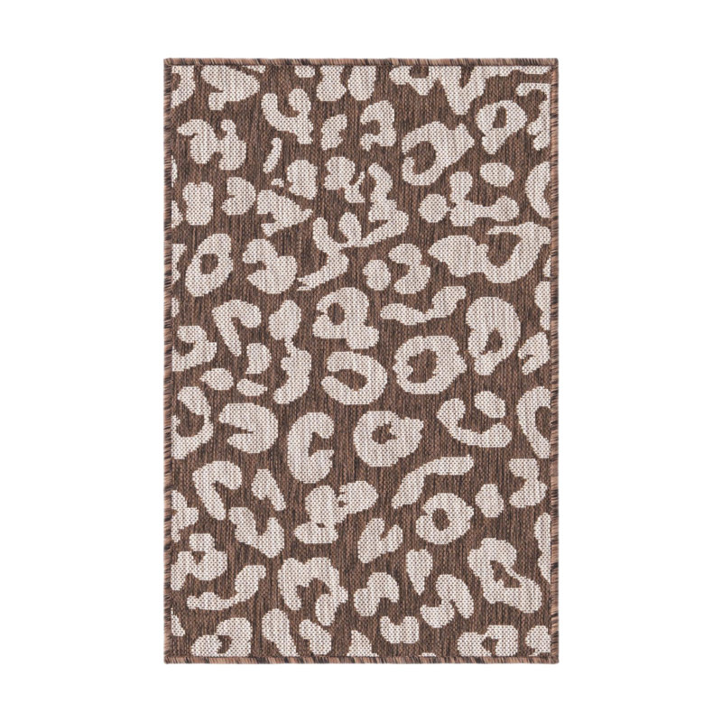 Tapis intérieur / extérieur en polypropylène tissé à la machine brun / beige, Rectangle 2 pi 2 po x 3 pi