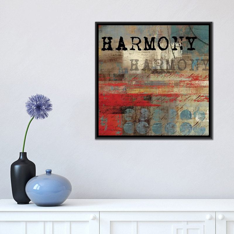 « harmonie », impression sur toile, H 18 po x l 18 po x P 1,5 po, Toile avec cadre noir, Pas de tapis