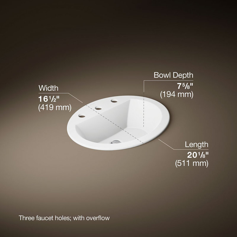 Bryant Vitreous China Oval Drop-In Bathroom Sink with Overflow, White