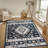 Area Rug 6X9 Vintage Bohemia Large Persian Non-Slip Washable Rug For Living Room Kitchen Bedroom Living Room Geometry Blue/Black