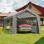 Heavy Duty Portable Carport Garage, Galvanized Steel Frame, All-Weather 180G PE Canopy, 4 Roll-Up & 2 Side Doors, Ventilated Storage Shelter for Vehicles, Boats, Equipment (10x20/12x20/13x20 FT)