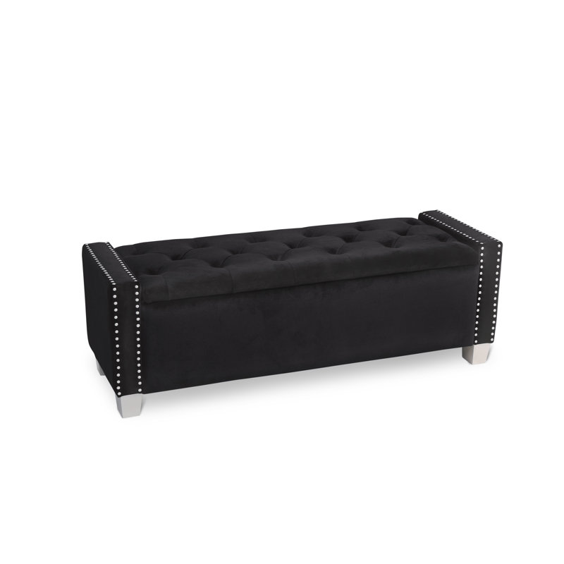 Thecle Upholstered Storage Bench, Black