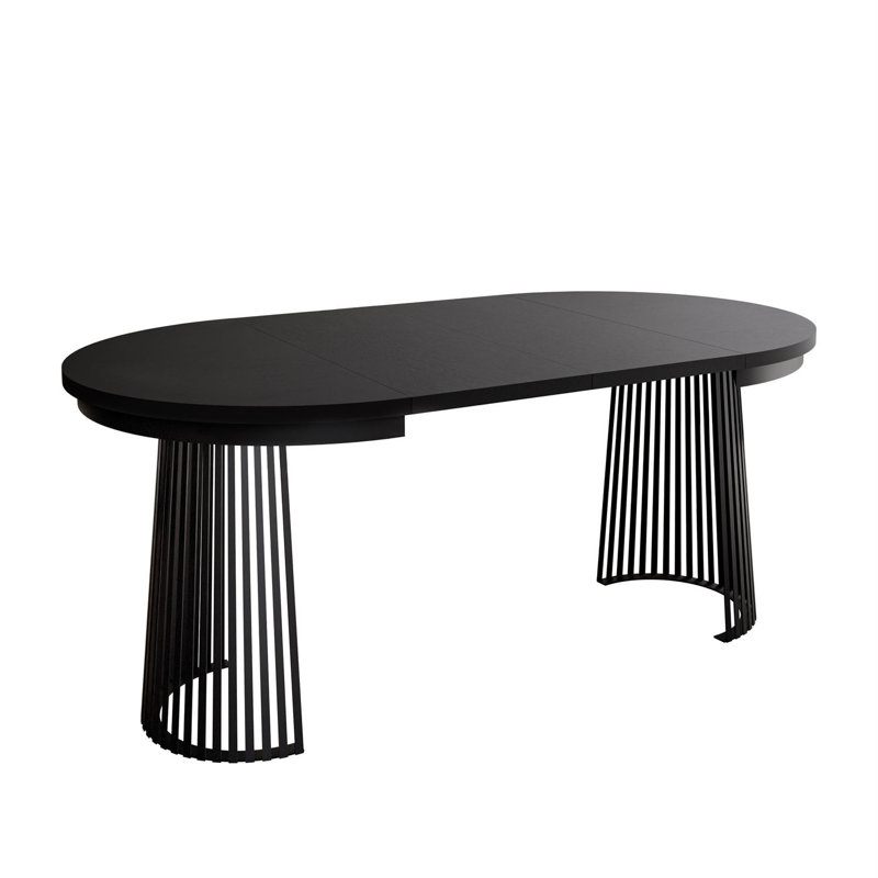 Extendable Metal Base Dining Table, Black