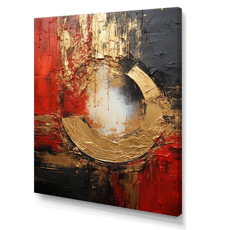Red Gold Fusion Spiral II - Abstract Spirals, art mural, Toile tendue, H 40 po x l 30 po, Sans cadre