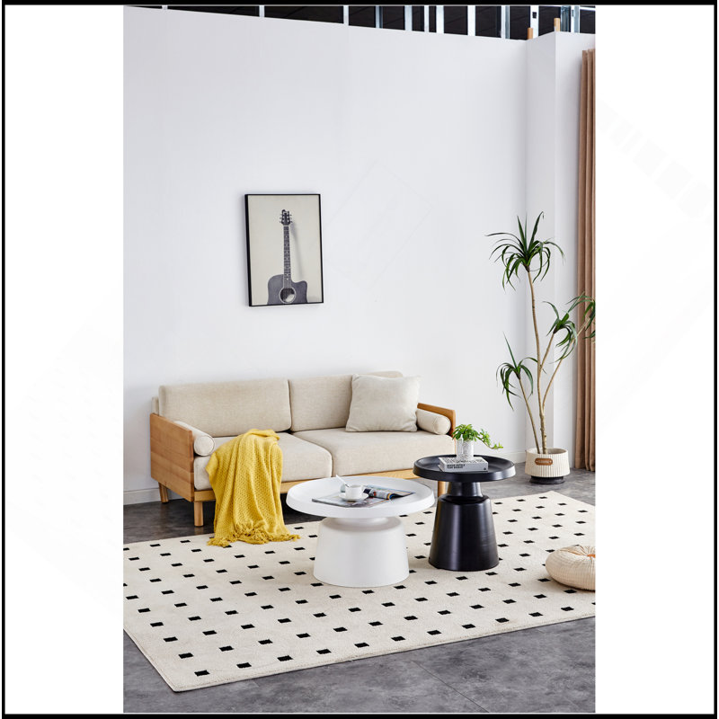 Ensemble de 2 tables basses rondes en métal noir et blanc 70 cm et noir 50 cm