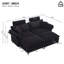 Canapé modulaire confortable en velours côtelé avec repose-pieds, pour appartement, (canapé moderne noir 85,8 po, bureau