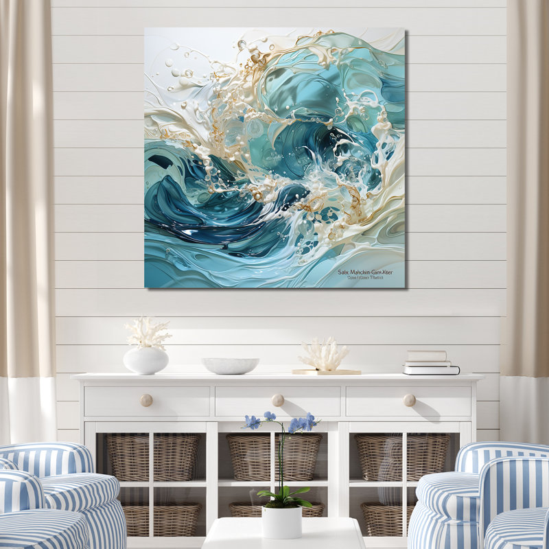 «Ocean Charm», art de vague liquide, Toile tendue, H 30 po x l 30 po x P 1 po
