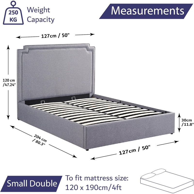 Aneesah Upholstered Ottoman Storage Bed, UK Small Double (120 x 190 cm)