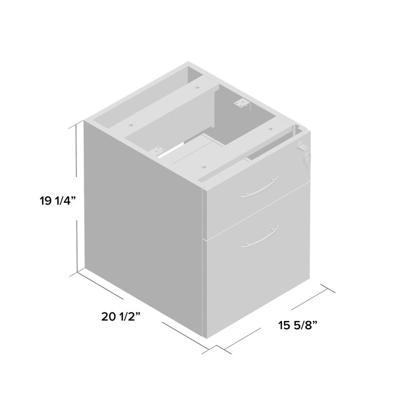 Modern Walnut 2-Drawer Lockable Legal Size File Cabinet