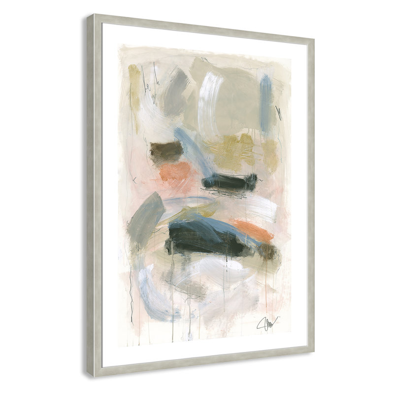 Flutter " Flutter " Painting Print, 30" H x 42" W x 1.13" D, Warm Silver