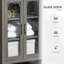 Grande armoire de rangement pour salle de bain avec tablette à 3 niveaux, armoire en verre, tour de lin autoportante avec tablettes réglables, grain de bois gris