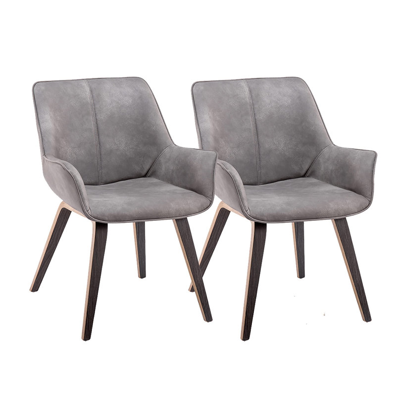 Chaise avec accoudoirs rembourrée Abubaker, Chêne noir, Ashen, 2