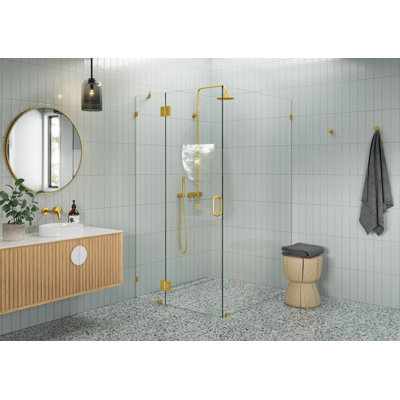 Halo 40 in. x 48 in. x 78 in. 90-degree Fully Frameless Glass Hinged Shower Enclosure