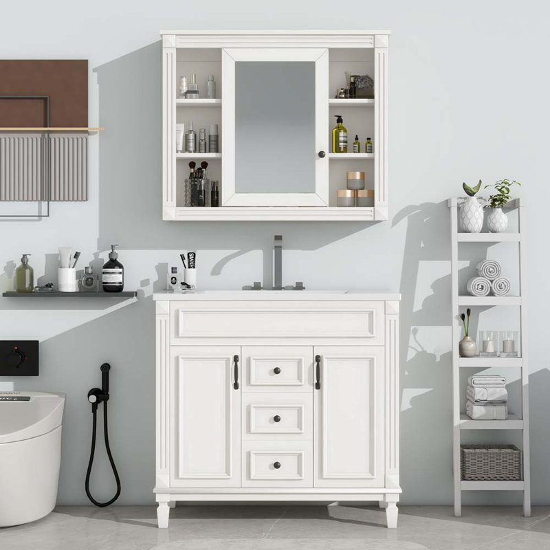 Ensemble de meuble-lavabo simple 36 po Clenon, Blanc