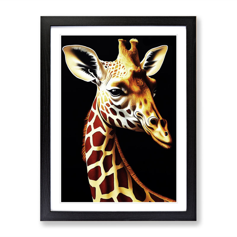 Pretty Giraffe - Single Picture Frame Print, Black Framed, 64cm H x 46cm W x 2cm D