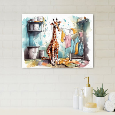 Brown Giraffe In The Bathroom II " Brown Giraffe In The Bathroom II " Color Photography Print