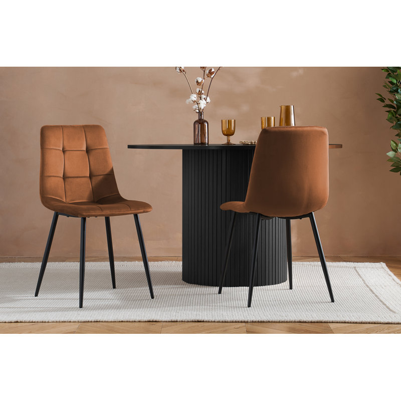 Suire PAIR OF FABRIC DINING CHAIRS, Russet, Black