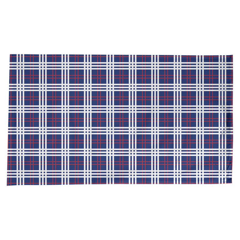Nappe en mélange de coton à carreaux, Bleu foncé / rouge / blanc