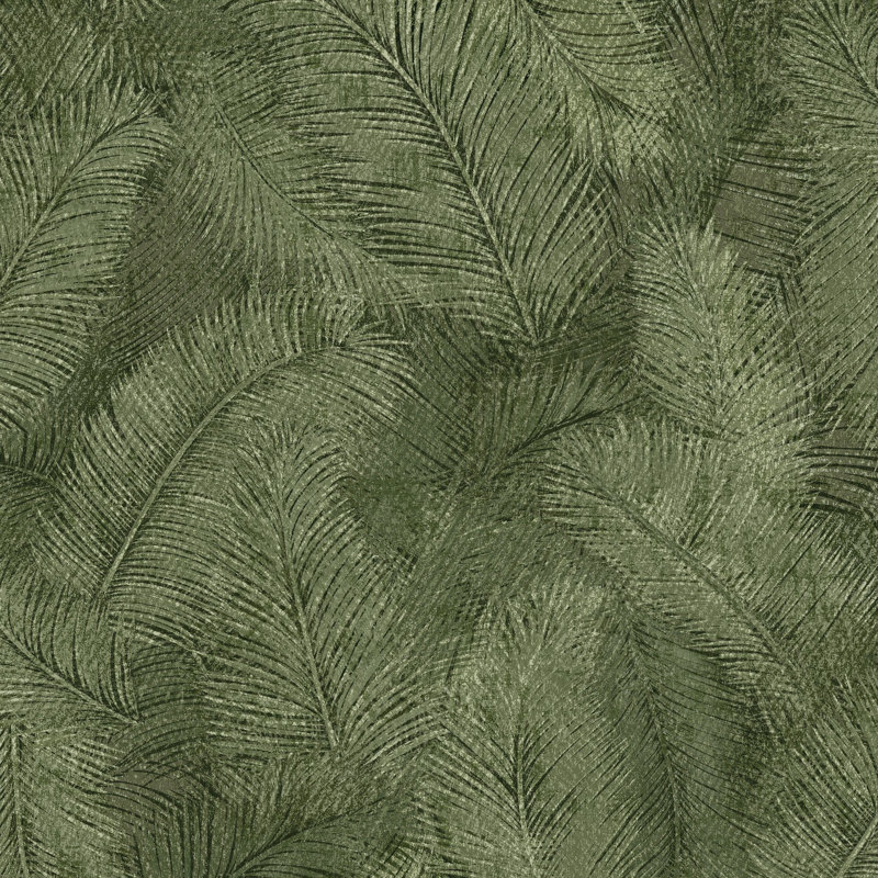 Arcadia Collection Feathered Leaves Wallpaper Roll, Green