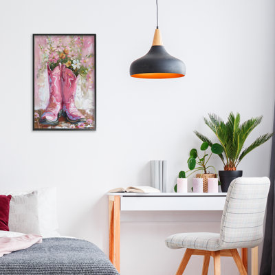 Giclée encadrée par une botte florale rose, design par LSR Design Studio