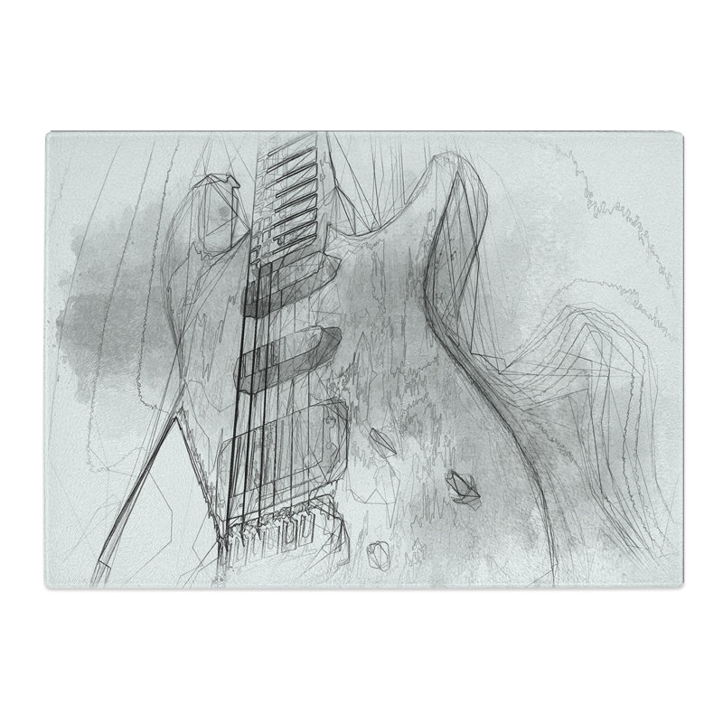 Electric Guitar Vol.2 Sketch Chopping Board, 0.4cm H x 20cm W x 28.5cm L