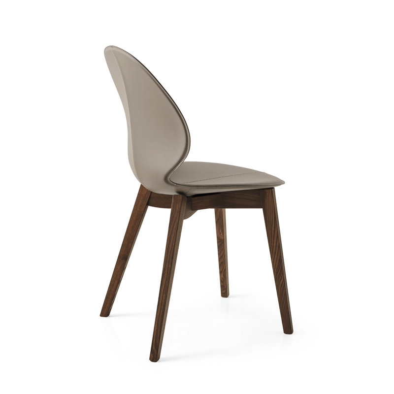 Basil Upholstered Chair with Wooden Base, Smoke, Taupe