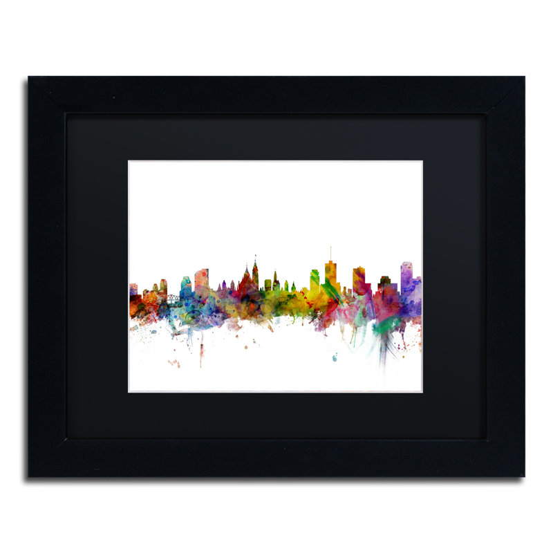 "ottawa canada horizon" , impression encadrée, H 11 po x l 14 po x P 0,5 po, Noir