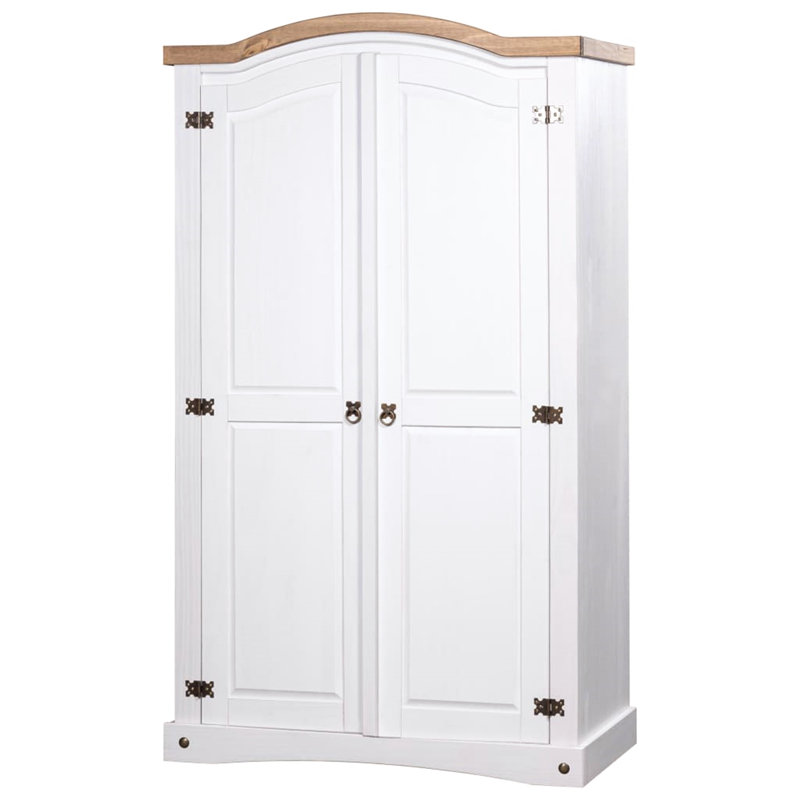 Archibold Solid Wood Wardrobe, White/Brown