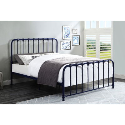 Lit plateforme en métal bleu pour une détente complète et colorée