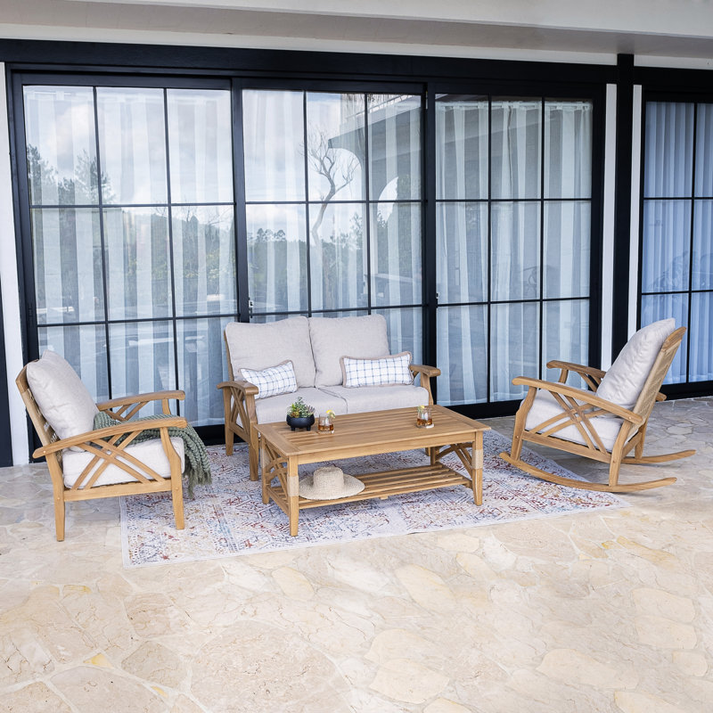 Cotesfield 4 - Person Teak Outdoor Conversation Set With Cushions