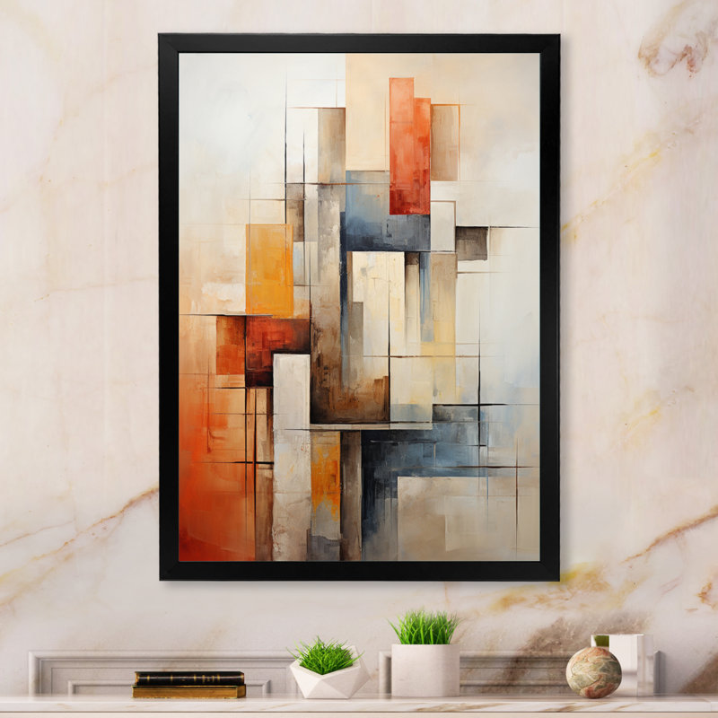 Ireatha Cubism Fragmented Perspectives II - impression, Cadre simple noir, H 40 po x l 30 po x P 1,5 po