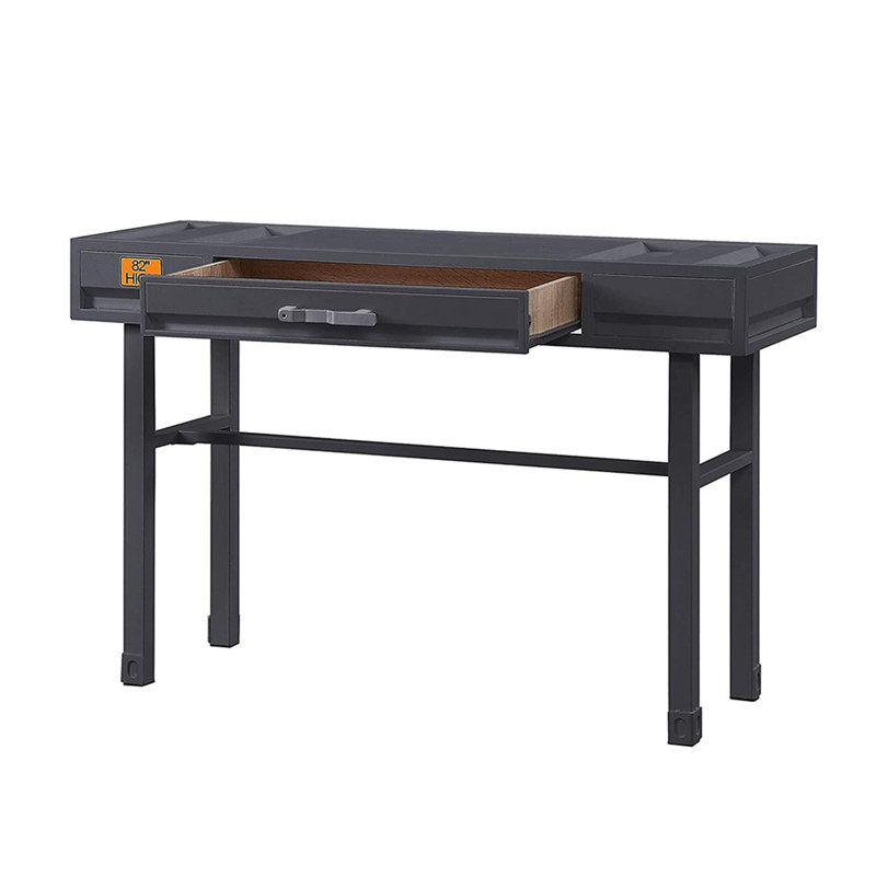 Bureau de coiffeuse en métal avec un tiroir, Bronze industriel
